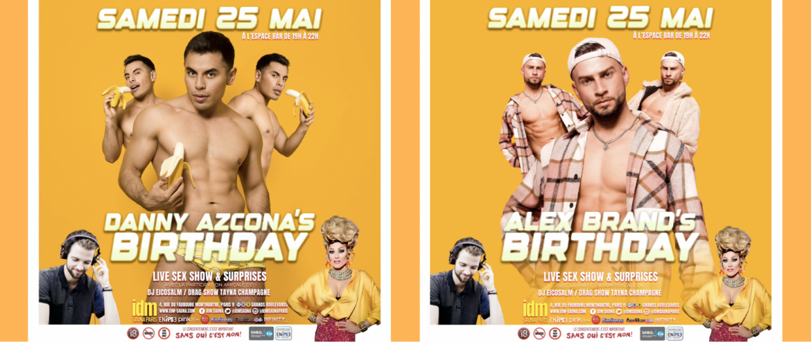 Samedi 25 mai à Paris : Danny Azcona & Alex Brand’s Birthdays à IDM Sauna