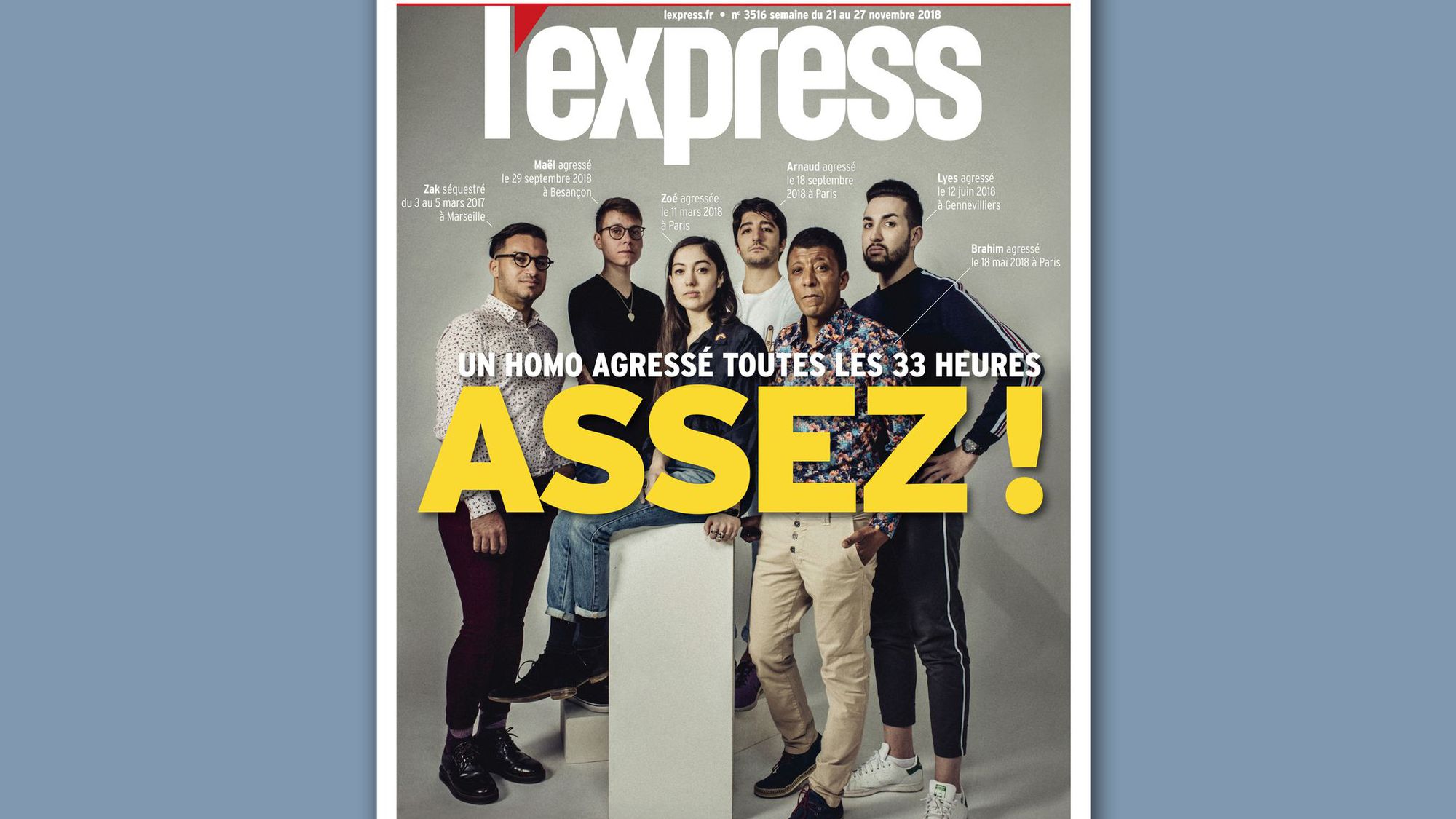 La une de l'express qui rappelle à tous que l'homophobie est toujours présente!